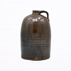 11" Stoneware Brown Jug and 7" Stoneware Lid w/ Chips