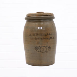 10" Blue Decorated Stoneware Canning Jar. A.P. Donaghho. Parkersburg, WV